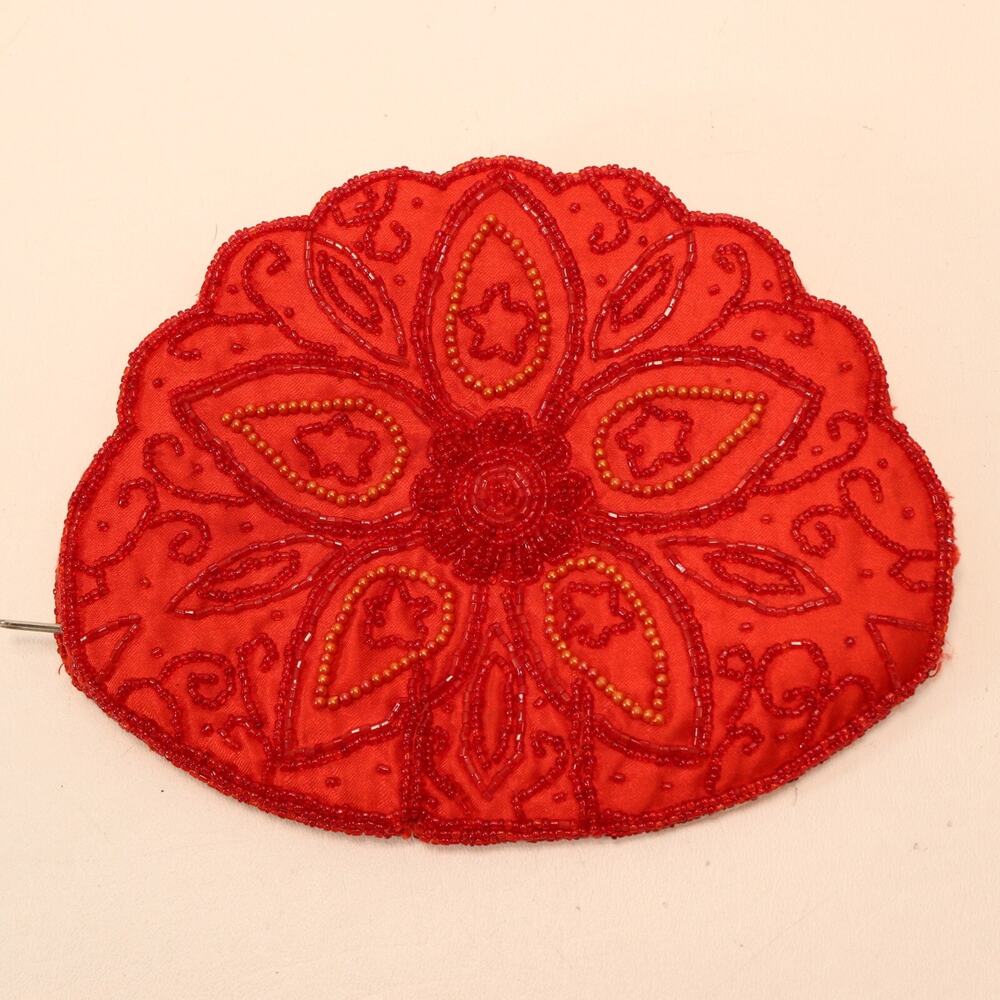 Bijoux Terner clutch Handbag Women S Red Floral Beaded Pouch Zip Purse Lined Bag